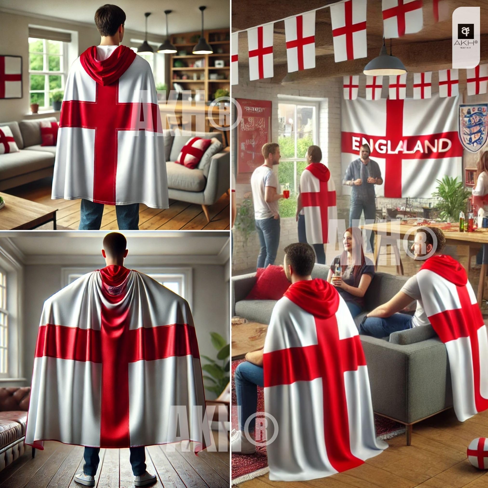 AKH® England Flag Cape for Adults, Multicolor - Image 4