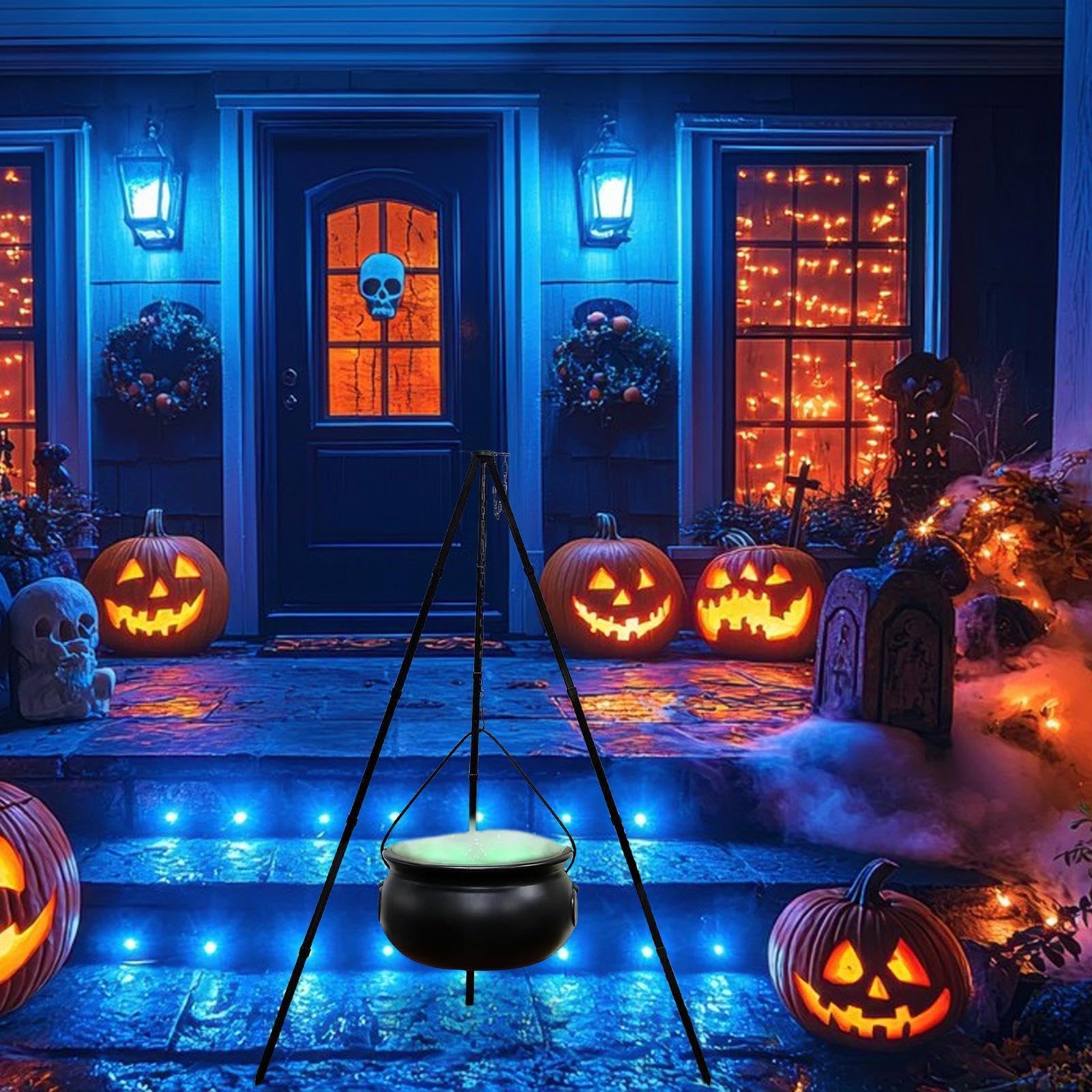 Kocioł Halloweenowy Dekoracyjne Wiaderko Na Słodycze Ze Statywem I Sznurem | Dekoracyjny Kocioł Na Trawnik Podwórko Ganek Patio Ogród Imprezę Plenerową Nawiedzony Dom
