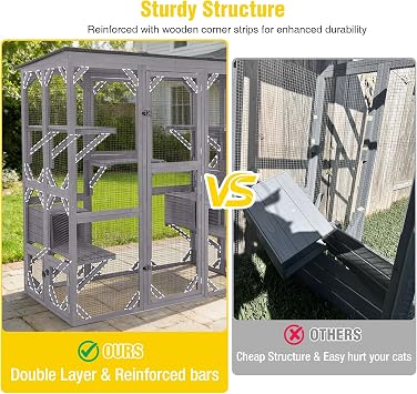 Aivituvin Extra Large Window Catio 5-Level Outdoor Cat Enclosure with Cover