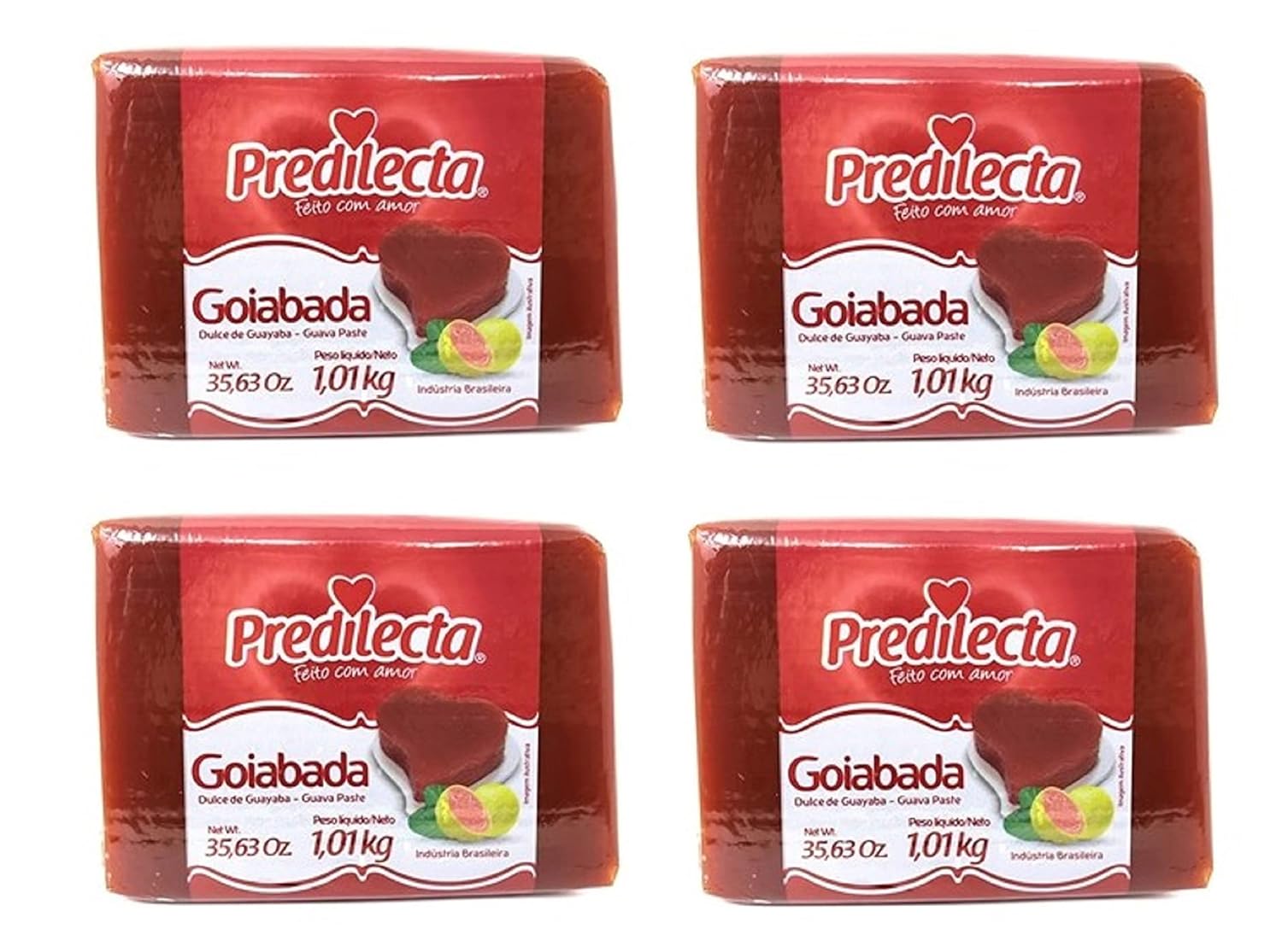 Predilecta - Guava Paste w/ Fruit Pieces - 35.27 Oz (PACK OF 04) | Goiabada Cascão - 1000g