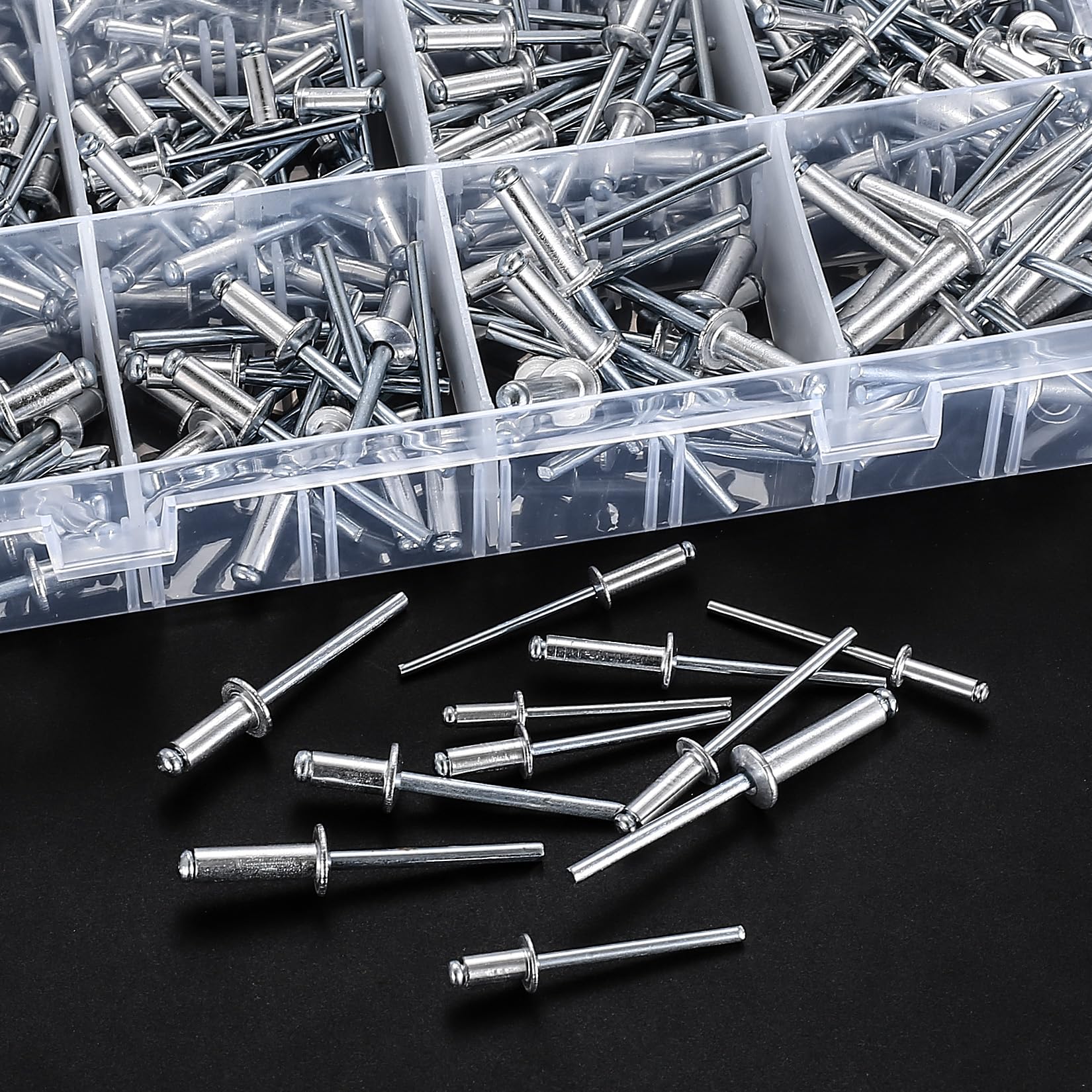120 stuks blindklinknagels van aluminium, assortiment popklinknagels, aluminium klinknagels voor blindklinknageltang - M3,2 x 10 mm/M4 x 10 mm/M4 x 12 mm/M4,8 x 12 mm/M4,8 x 14 mm