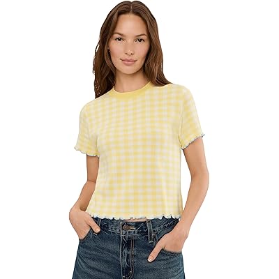 525 america Poppy Lettuce Edge Sweater Tee lemon meringue combo