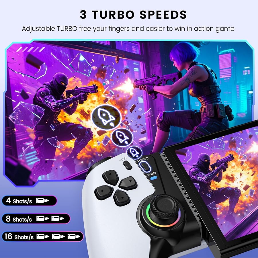 NinjaPlusOX Mobile Gaming Controller for iPhone/Android/Switch 2/Switch/OLED/iPad Mini, Wireless Phone Controller with Hall Joysticks/Hall Triggers/LED, Support Xbox Cloud, Steam Link, Roblox, White - image 6