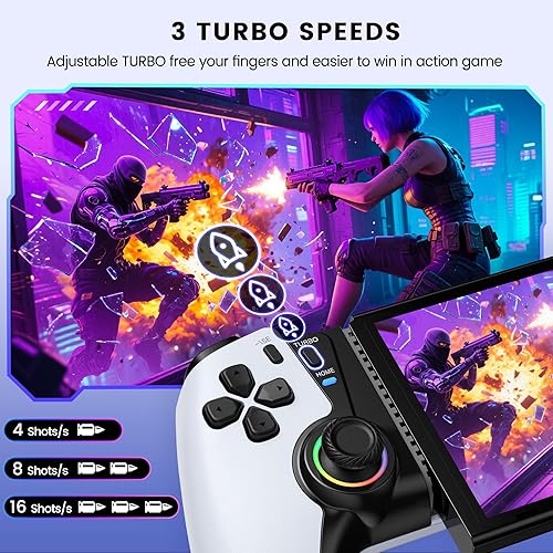 Miniatura 6 de Mobile Gaming Controller for iPhone 15/16 Series/Android/Switch 2/Switch/OLED/iPad Mini, Wireless Phone Controller with Hall Joysticks/Hall