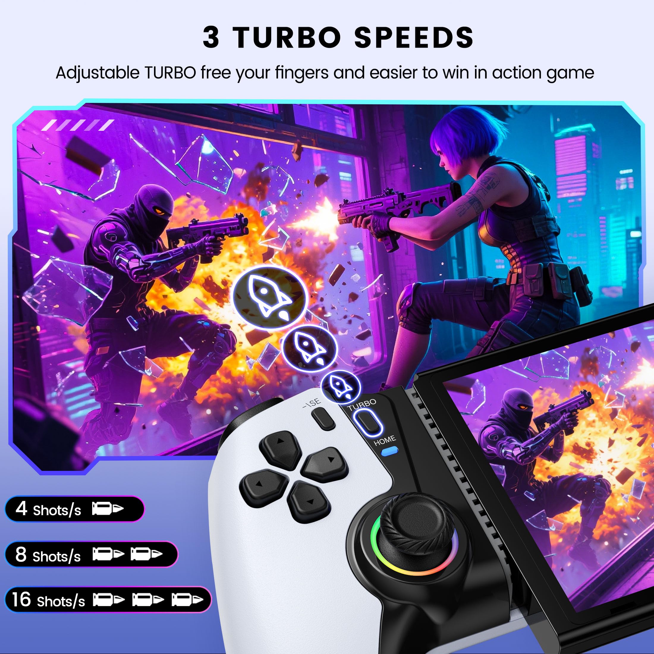 HELLCOOL Swtich Controller Portatile Smartphone Controller con Hall Joysticks per Android/iPhone, compatibile con Switch 1 Console/Xbox Cloud/Steam Link/GeForce Now/MFi Apple Arcade