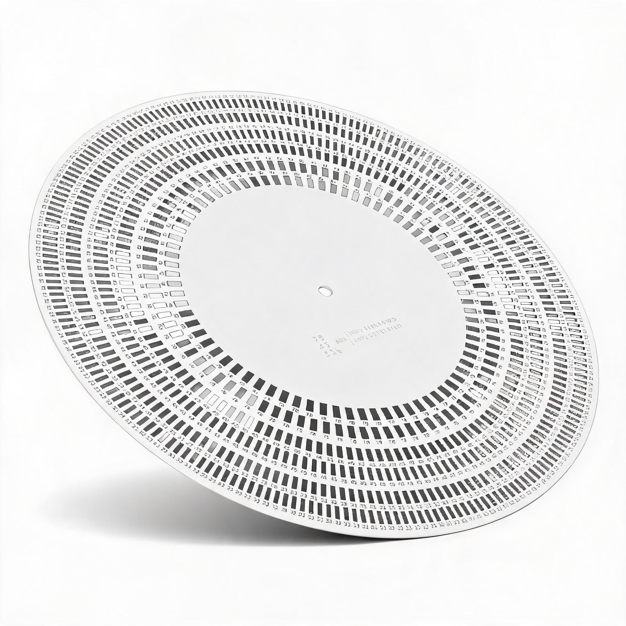 Disco Stroboscopico, Disco di Calibrazione per Precisione Velocità del Giradischi e Allineamento Cartuccia per Lettori Vinile ABS Bianco Doppia Faccia 33 45 78 Giri 50 60Hz 1 Pezzo
