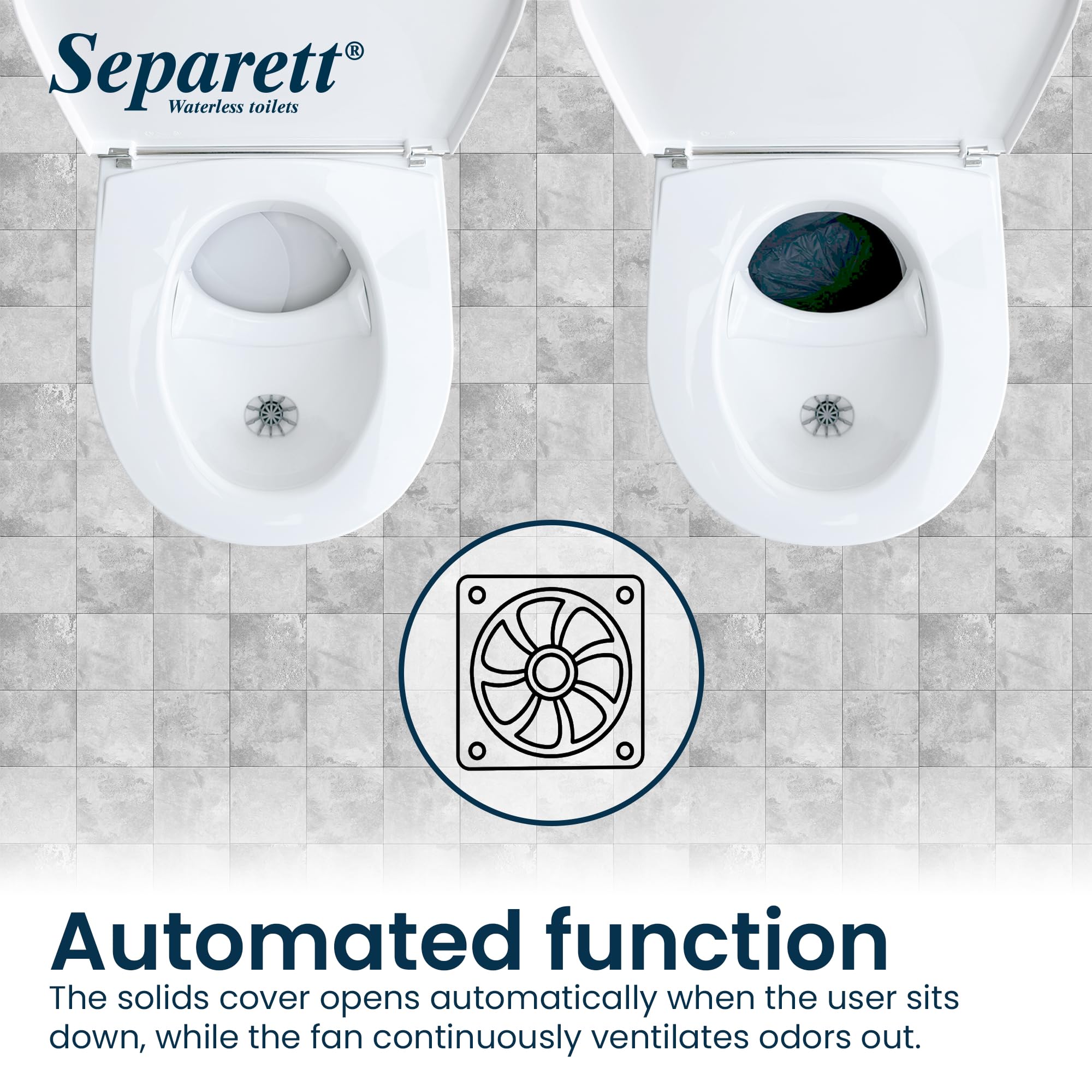 Urine separating toilet Separett Tiny® with urine hose out | Fácil de usar, no necesita aditivos, para casas pequeñas, cabañas y caravanas, con sistema de agua gris