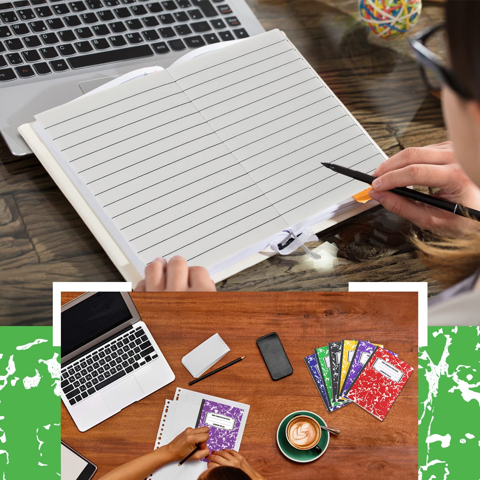 72 cuadernos de composición, cuadernos de composición, lindos cuadernos de mármol, cuadernos pequeños de bolsillo, cuadernos pequeños para niños, universidad, escuela, oficina, premios de aula, 3.4 x
