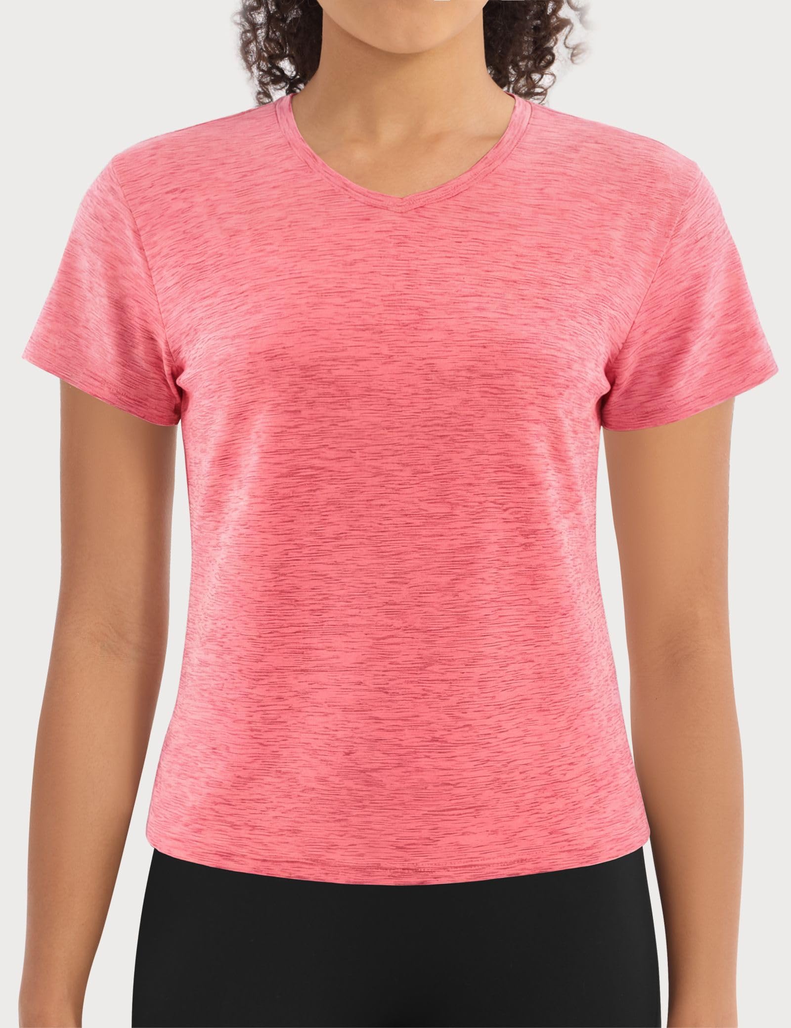 Workout Tops for Women 5 Pack UPF 50+ Quick Dry Short Sleeve V Neck Womens Athletic Tees Yoga T Shirts — view 2