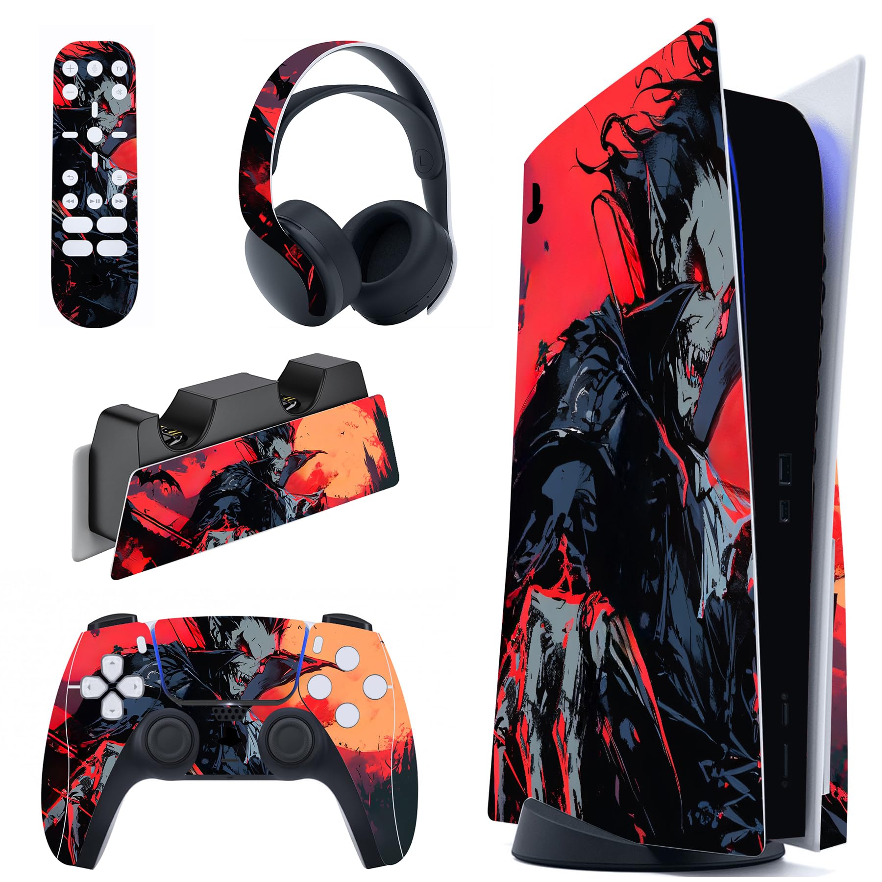 PlayVital Calcomanía Vinilo para ps5 Edición Disc - Pegatina Completa para Consola, Control, Estación de Recarga, Control Remoto y Audífonos, Skins Cubierta Protectora Adhesiva(Grano de Madera) — view 23