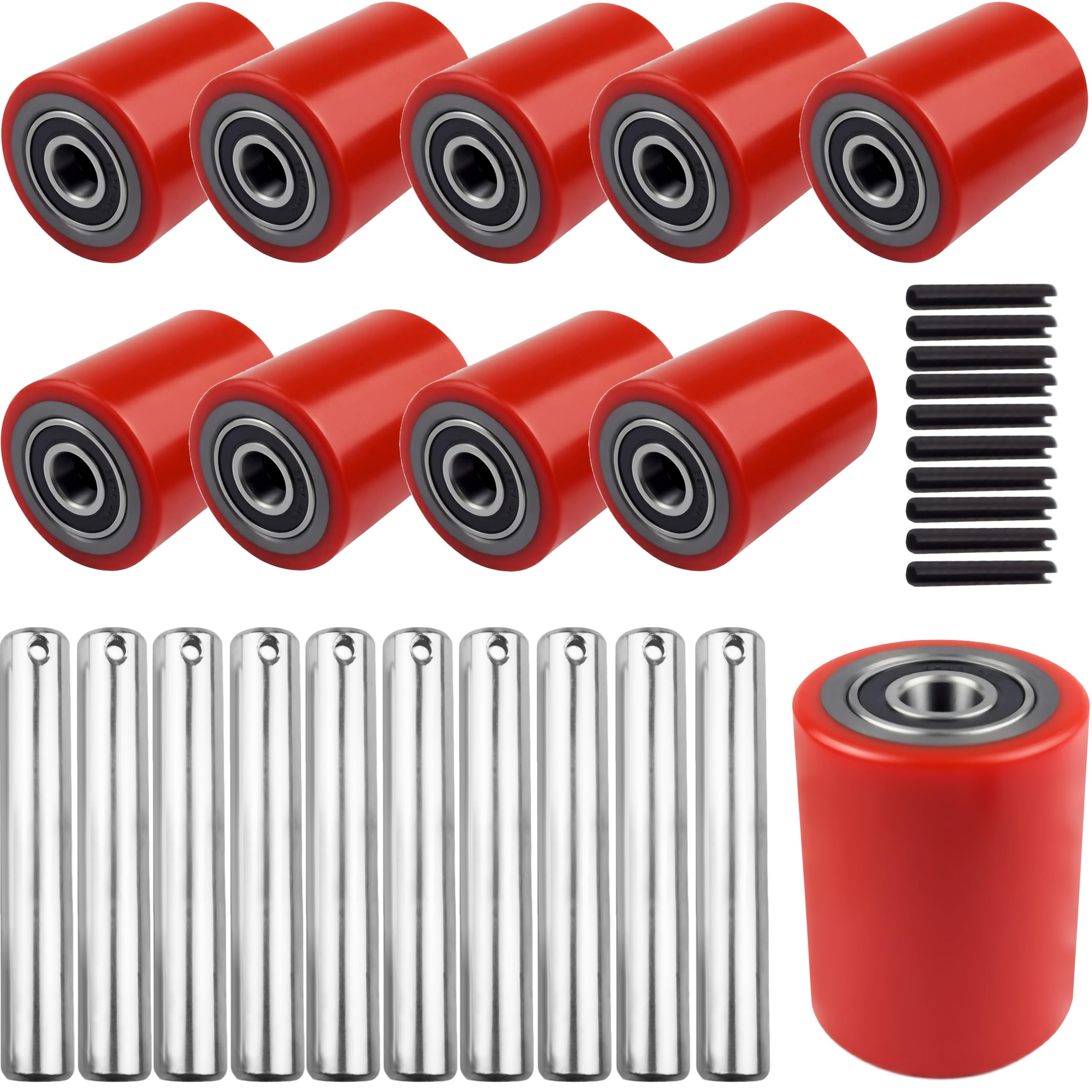 Heavy Duty Pallet Jack Load Wheels Kit, Red 3x3.75 In, 10 Pcs