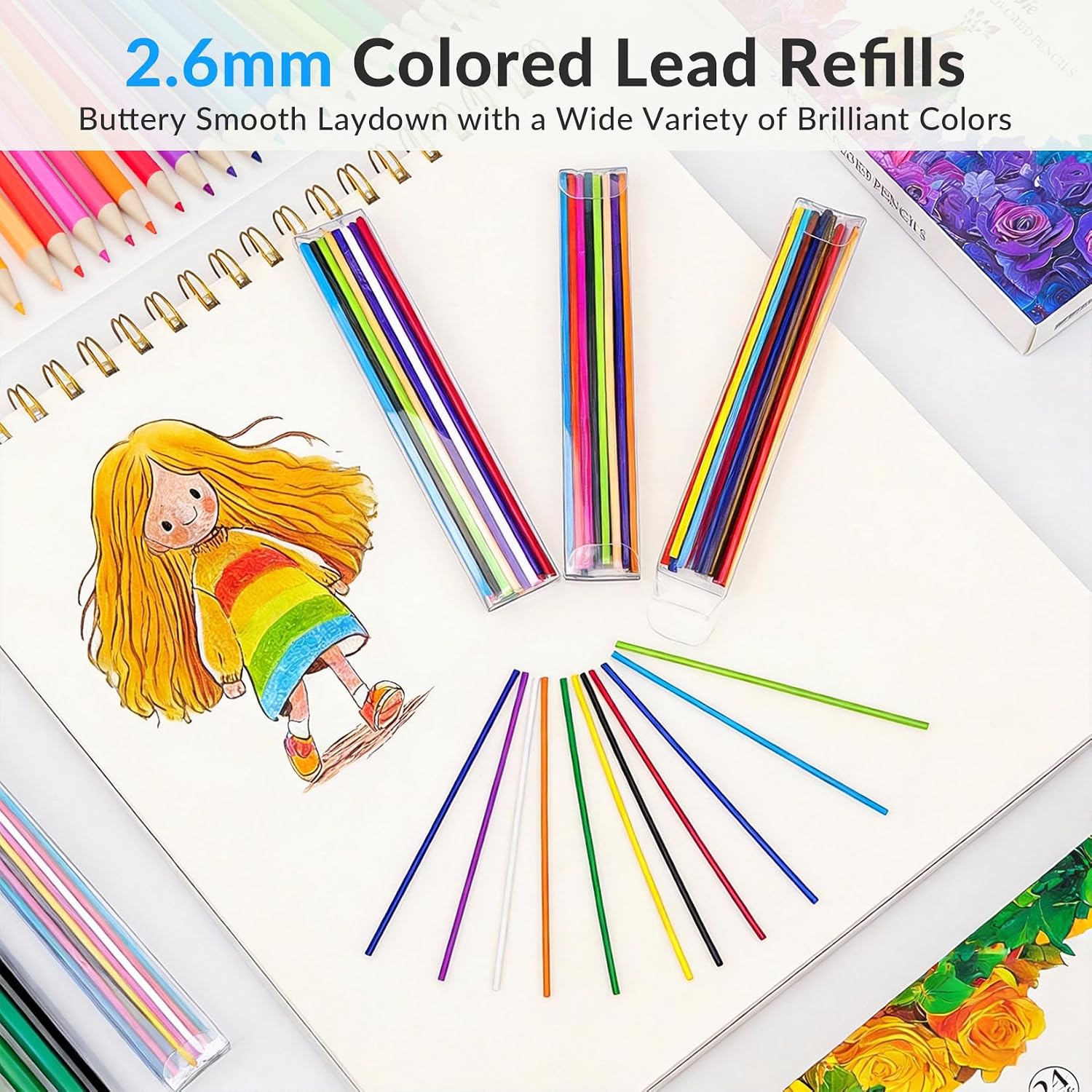 2.6MM Colored Mechanical Pencil Lead Refills, 24 Colors, 3 Pack image 4