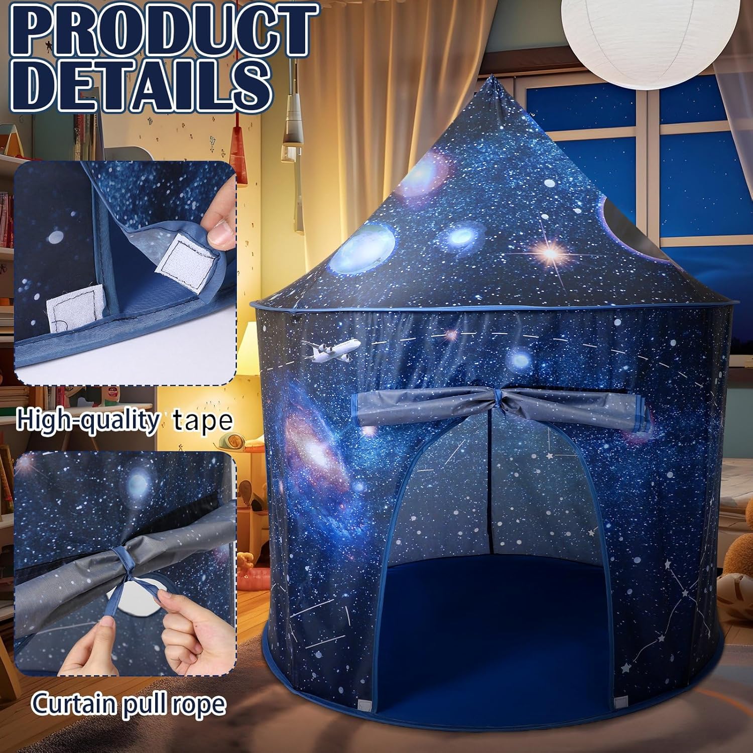 Galaxy Bed Tent for Kids Large Kids Twin Tent Toddler Yurt Play Bed with Carry Bag Foldable for Girls Boys Bedroom Indoor Outdoor Games