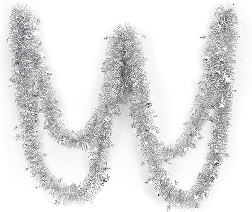 Miniatura 4 de Guirnalda de oropel de Navidad de 32 pies, guirnalda metálica de oropel de nieve, decoración de oropel de copo de nieve para suministros de fiesta