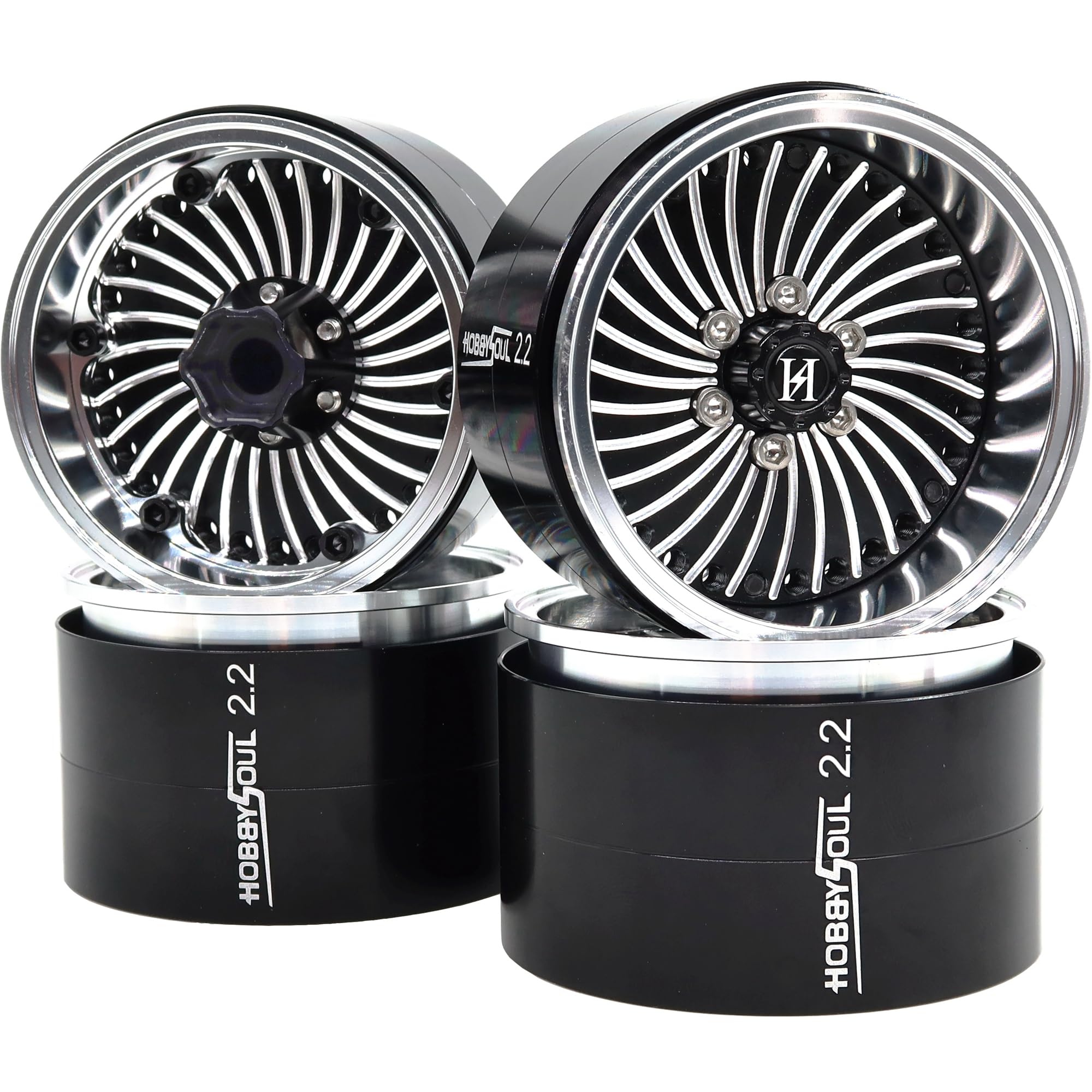 HOBBYSOUL RC Crawler 2.2 Beadlock Wheels Adjustable Offset Rims 40mm Wide for 1/10 Truck Trail SCX10 Capra TRX4 Gen8 Upgrades,HS701524