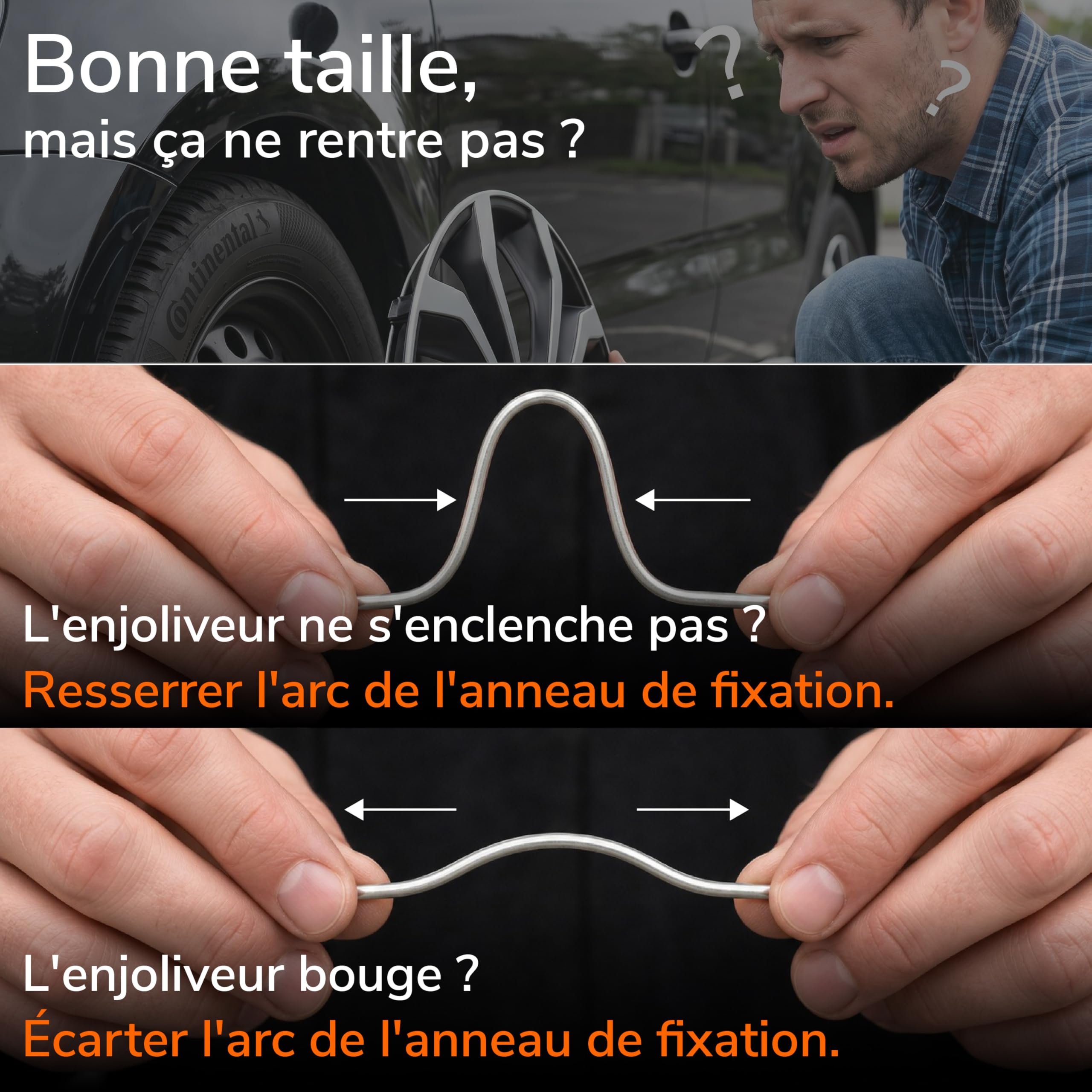 Upgrade4cars Enjoliveurs 16 Pouces Noir Argent Lot de 4 Accessoires Auto