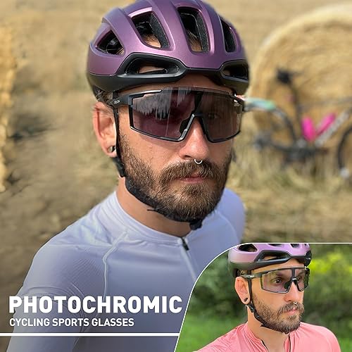 Miniatura 2 de SCVCN Gafas de sol de ciclismo fotocromáticas deportivas para hombres y mujeres, gafas de montaña MTB, protección UV, conducción y correr