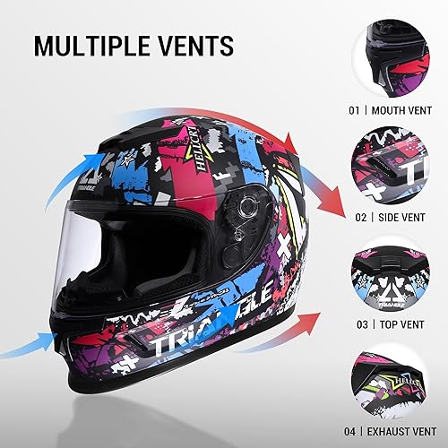 Miniatura 3 de TRIANGLE Cascos de motocicleta para niños Cascos de cara completa para jóvenes, ligeros, con 2 visores, aprobados por DOT