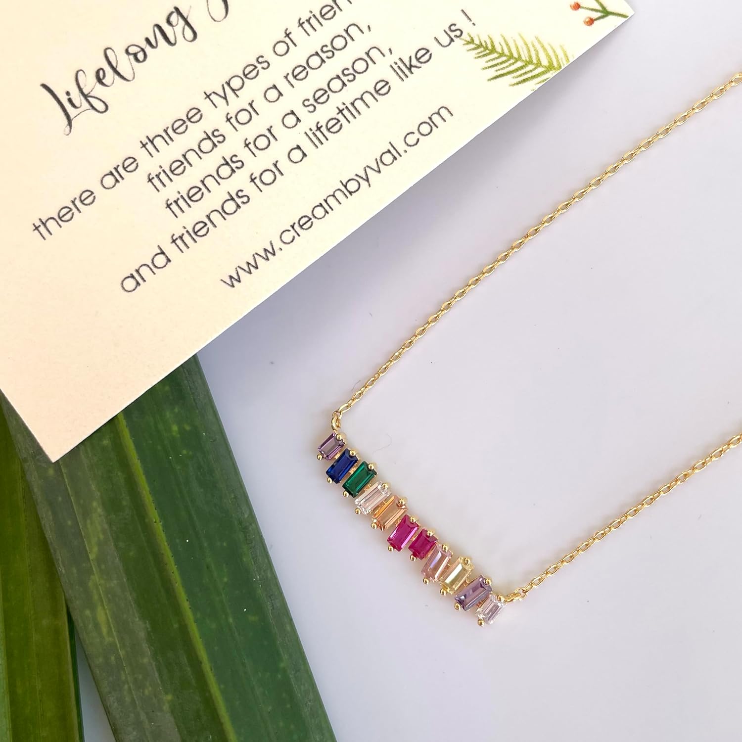 Lifelong Friend Gold Rianbow Coloured Gem Necklace - 17'' Length