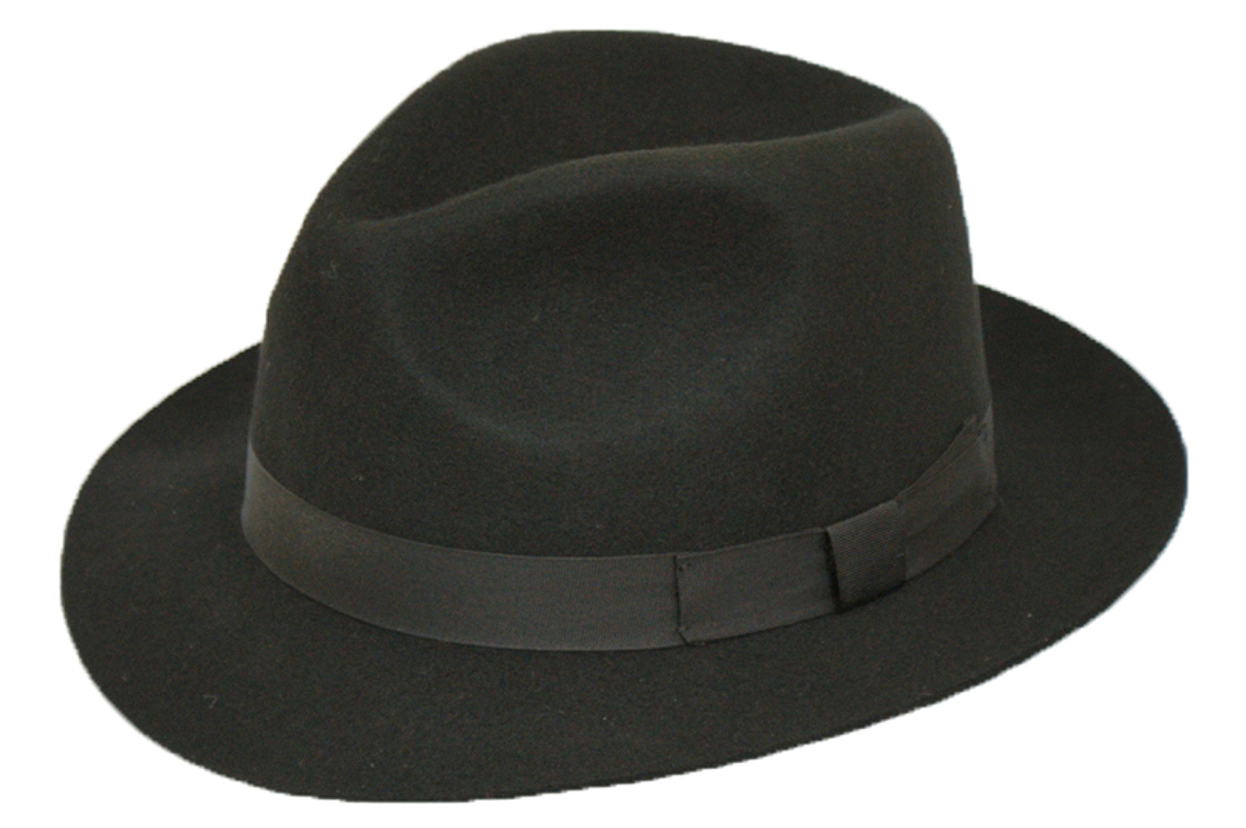 DH Black Hand Made Gents Fedora Felt Trilby Hat 100% Wool New (60)