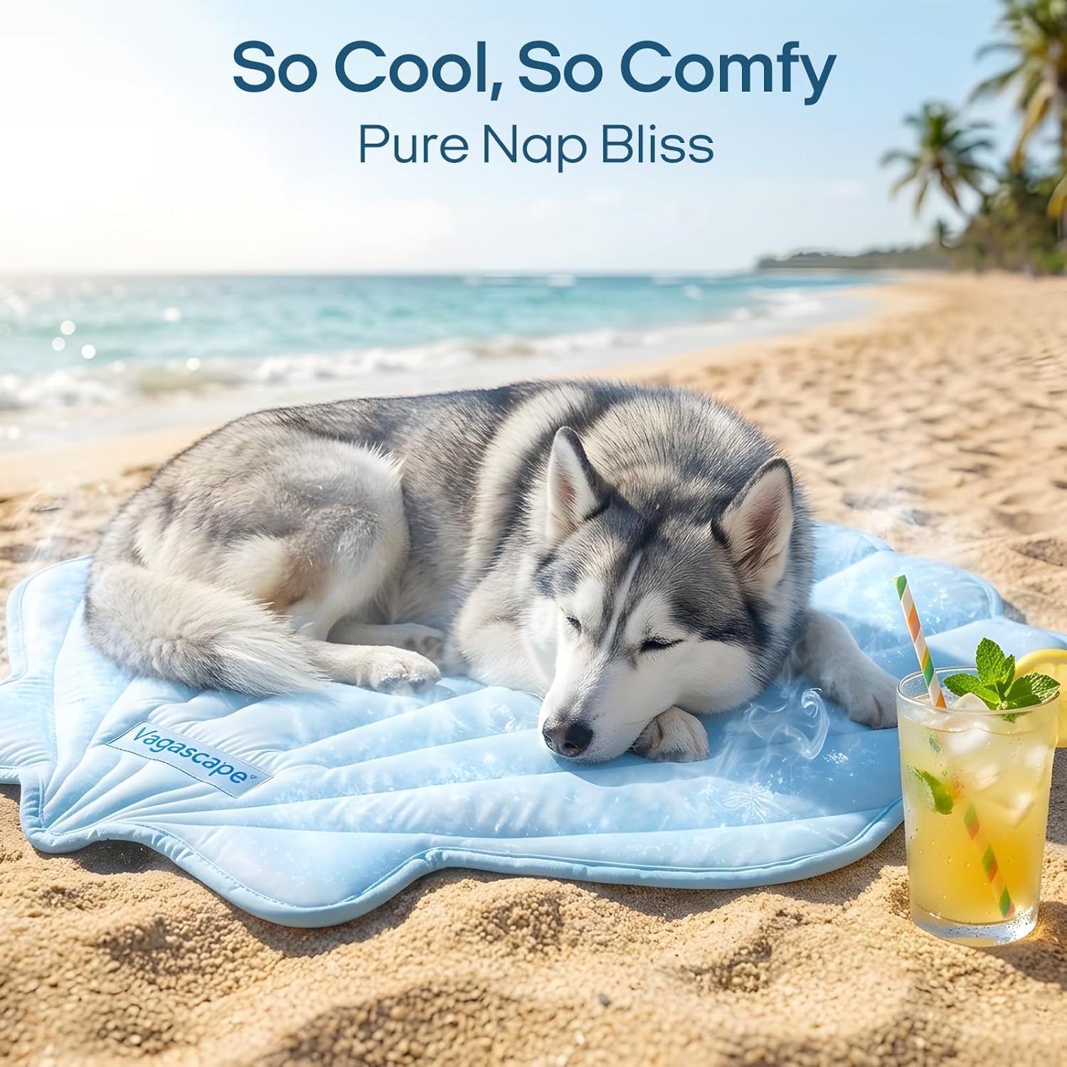 Vagascape Dog Cooling Mat, Washable Pet Cooling Mat, 35" x 33" Thick & Durable Large Cooling Mat for Dogs, Portable Foldable Premium Cooling Pad for Indoor, Outdoor, Travel, Camping, Patio and Beach