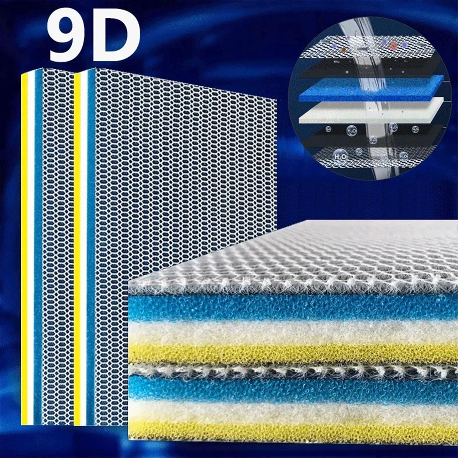 Generico Esponja filtrante para acuario 15D/9D – Almohadilla bio-medial para acuario/estanque, skimmer proteico (espuma sin pegamento) (9D, 2 cm, 120 x 50 cm)