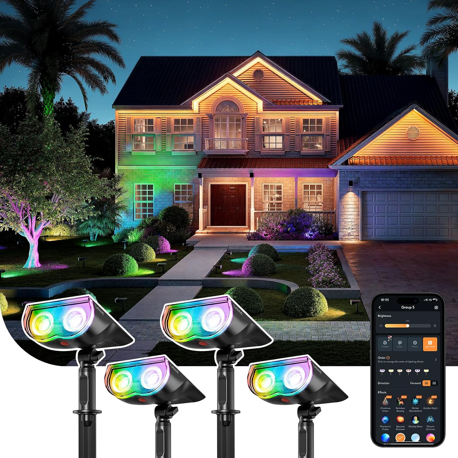 Linkind Smart Solar Spot Lights Outdoor SL5C, Solar Spotlight Waterproof Color Changing APP/Voice Control Landscape Lighting, IP67 Outdoor Lights for Yard, Garden, Pathway(4 Pack) Linkind Smart Solar Spot Lights Outdoor SL5C, Solar Spotlight Waterproof Color Changing APP/Voice Control Landscape Lighting, IP67 Outdoor Lights for Yard, Garden, Pathway(4 Pack)