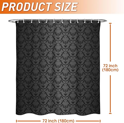 Miniatura 2 de Cortina de ducha de esqueleto gótico de Halloween de 72 x 72 pulgadas, cortinas de ducha de calavera gótica para baño con ganchos, decoración de