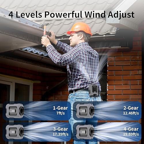 Miniatura 3 de Socool - Ventilador de cintura portátil con clip en el cinturón portátil, mini ventiladores personales recargables, 4 velocidades 13000 RPM,