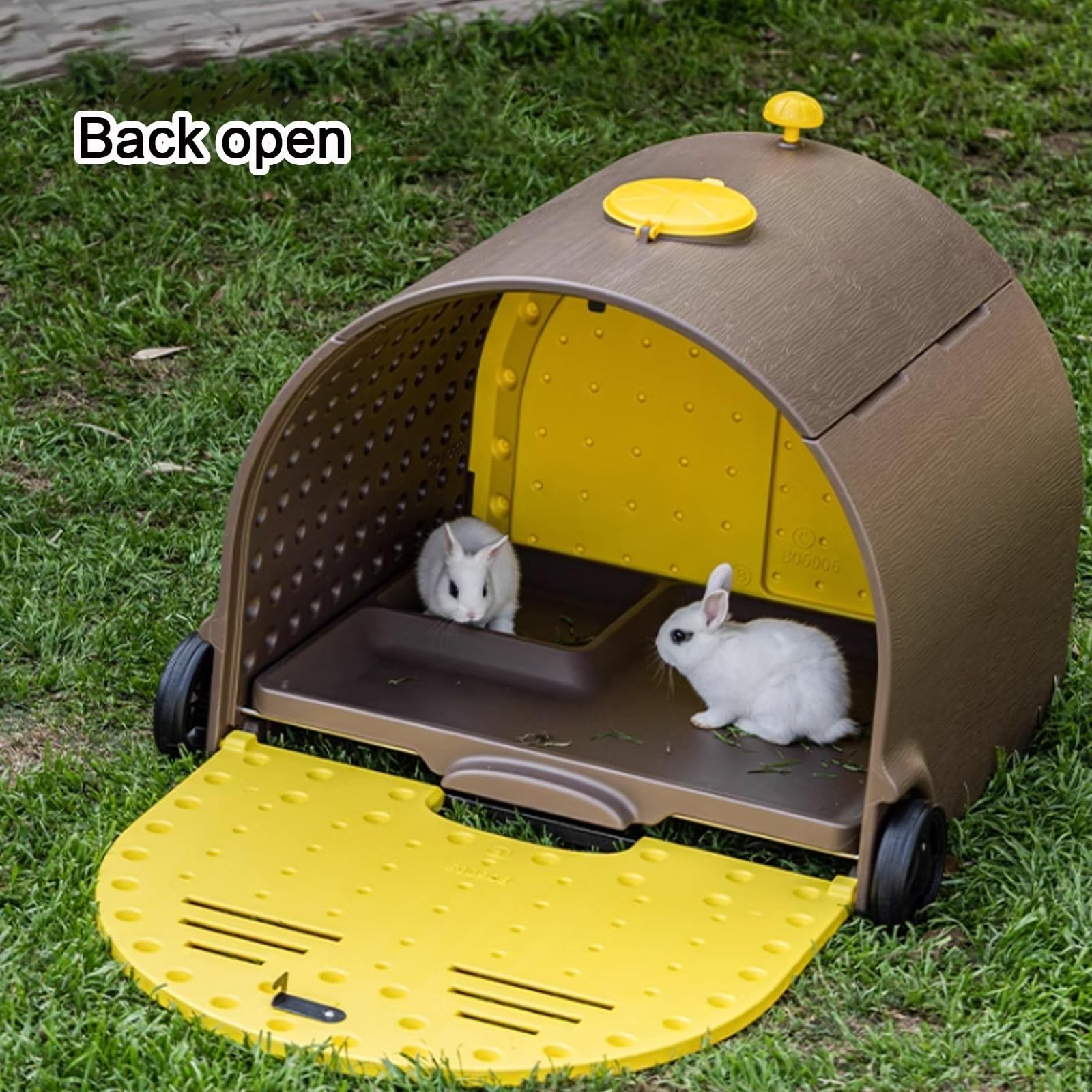 Recinto per Conigli da Esterno con Ruote, Porte Multiple, Facile da Pulire, con Copertura Protettiva Protezione Dalla Pioggia e dal Sole, per Piccoli Animali