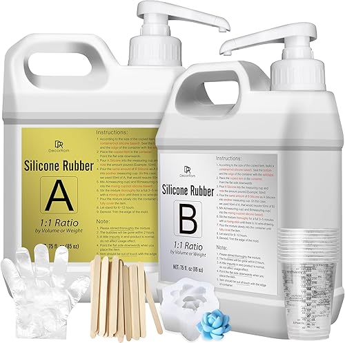 Kit de fabricación de moldes de silicona, goma de silicona líquida elástica de 170 onzas, 15 A con bombas para hacer moldes, fundición, silicona