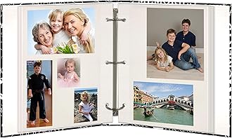 Magnetic Self-Stick 3-Ring Photo Album 100 Pages (50 Sheets), Black & White Words Design