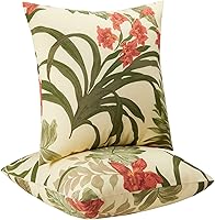 JMGBird Waterproof Outdoor Throw Pillows Set of 2, 18x18 Red Flowers Yellow Background, Weather-Resistant with Inserts for Patio Furniture