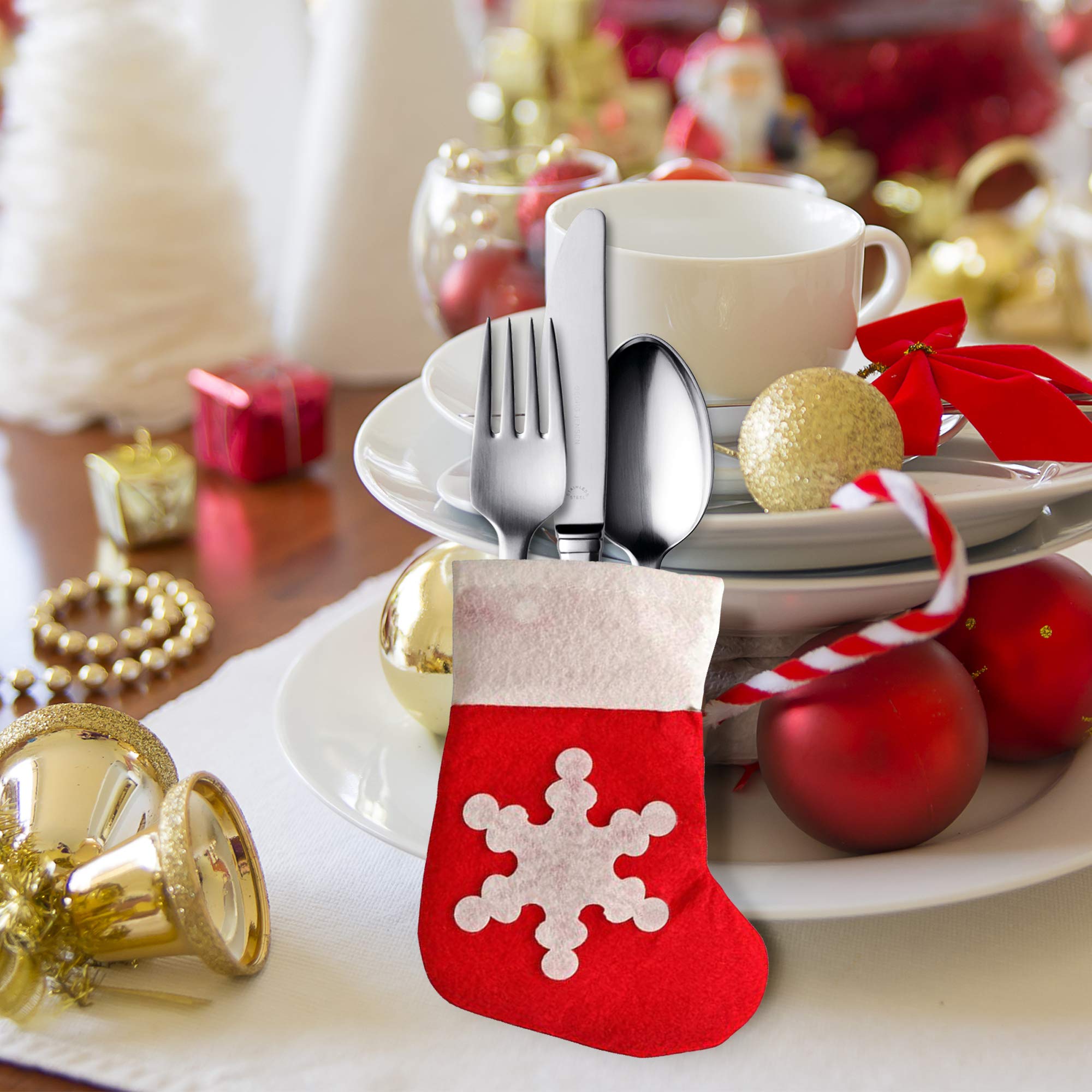 MLPKOI Weihnachten Tischdeko Socken Set - 12 Stück Mini Strümpfe Für Besteck & Deko