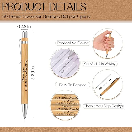 Miniatura 3 de 50 juegos de cuadernos de bolsillo motivacionales a granel, bolígrafos de bambú inspiradores y llaveros de agradecimiento para el regreso a la