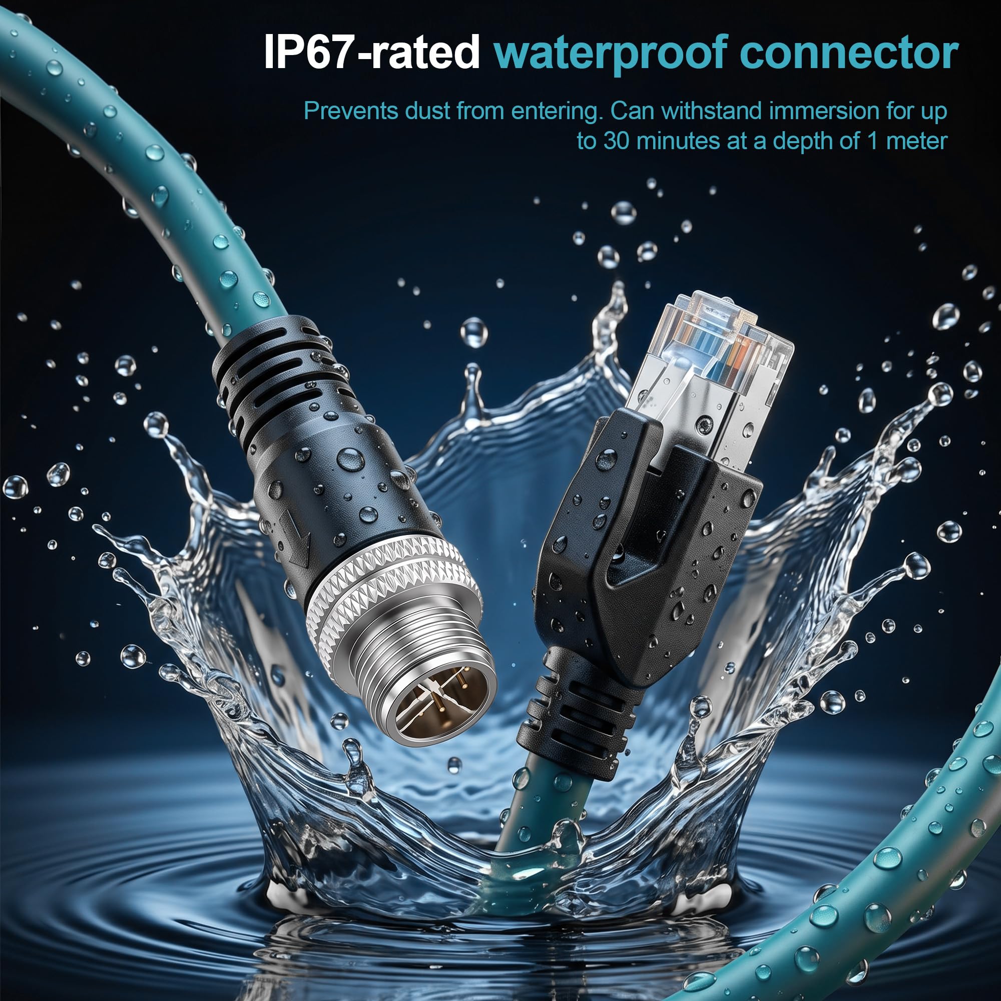 SZRMCC M12 8 Pin X-Coded Maschio a RJ45 Cavo Ethernet Cat7e Gigabit Schermato Cavo di rete impermeabile per Basler GigE Cognex in-Sight Sensori industriali di visione della telecamera (5M,Blu)