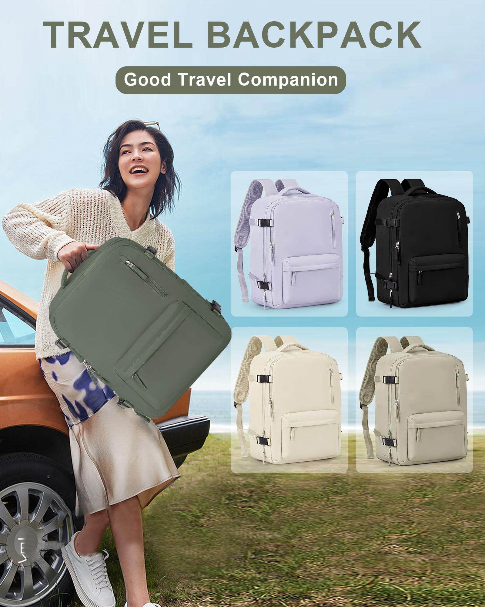 BJLFS Borse da Cabina per Ryanair 40×20×25 Bagaglio a Mano Easyjet 45×36×20 Borsa Zaino da Viaggio, Zaino da trekking,Zaino Casual per laptop da 14 pollici per scuola