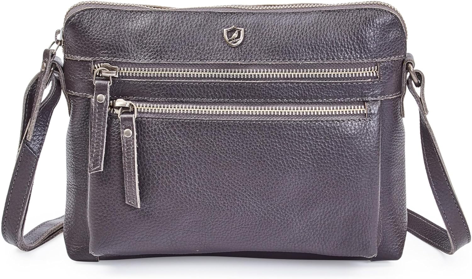 Leather Crossbody bags for Women Small Genuine Nappa Purse Multi Zip Pocket Travel Sling Handbag with Adjustable Strap