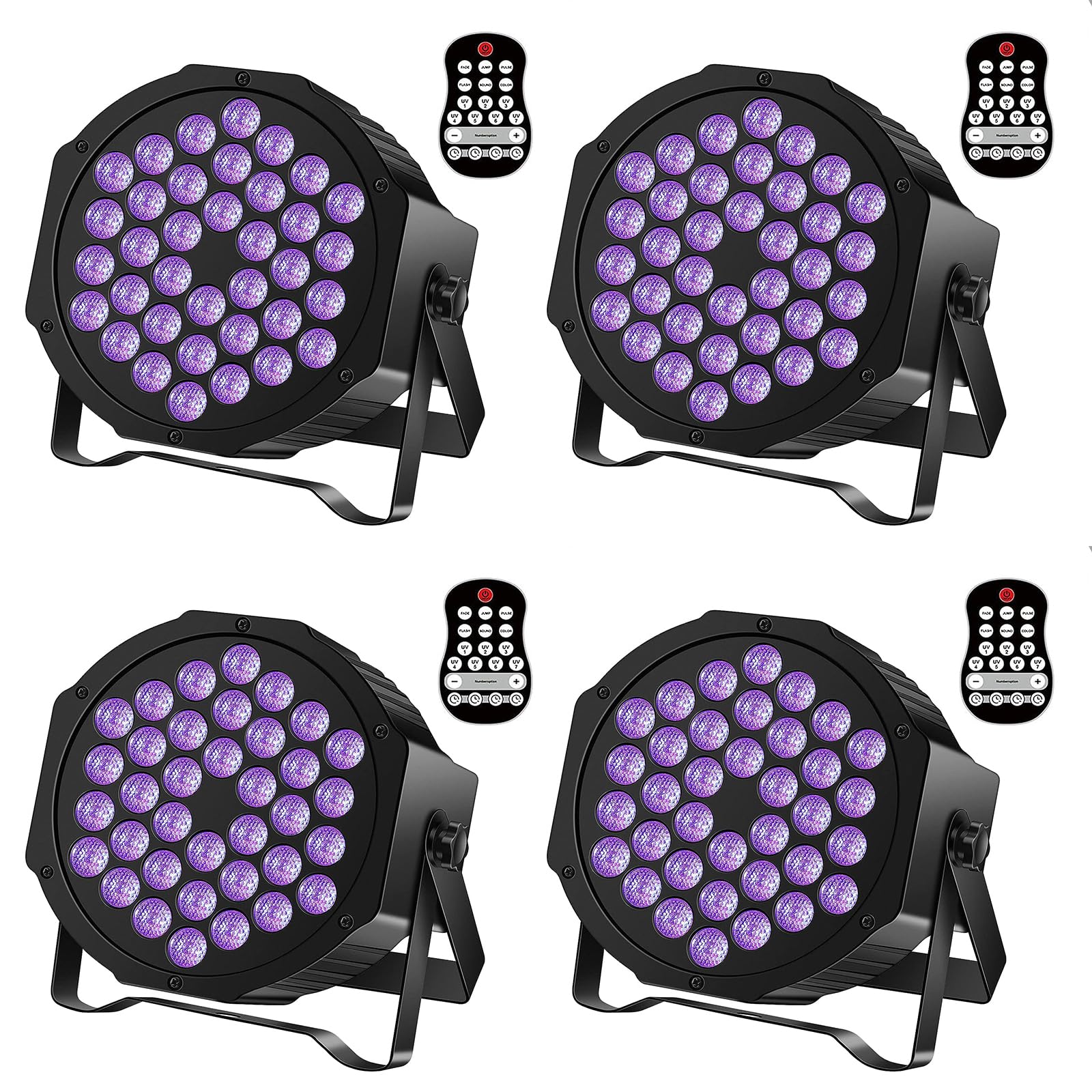 4 pezzi luce UV nera, faretto a luce nera DMX512 con telecomando per discoteca DJ party club KTV matrimonio Halloween bagliore fluorescente