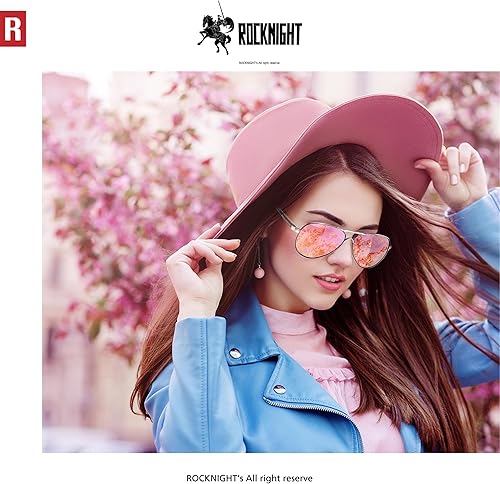 Miniatura 2 de ROCKNIGHT Gafas de sol polarizadas de estilo aviador para hombres y mujeres, con montura metálica, estilo Flat Top, gafas de sol ligeras