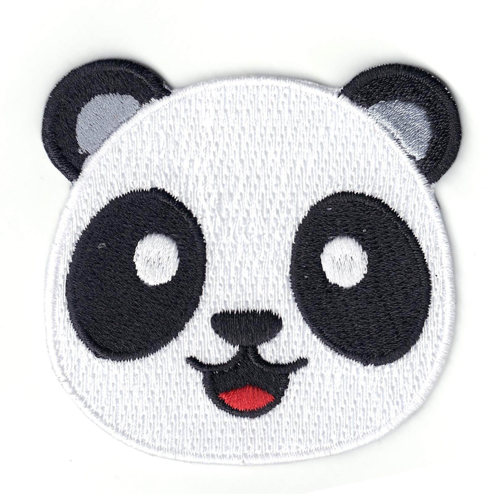 Smiling Panda Emoji Patch Face Text Embroidered Iron On