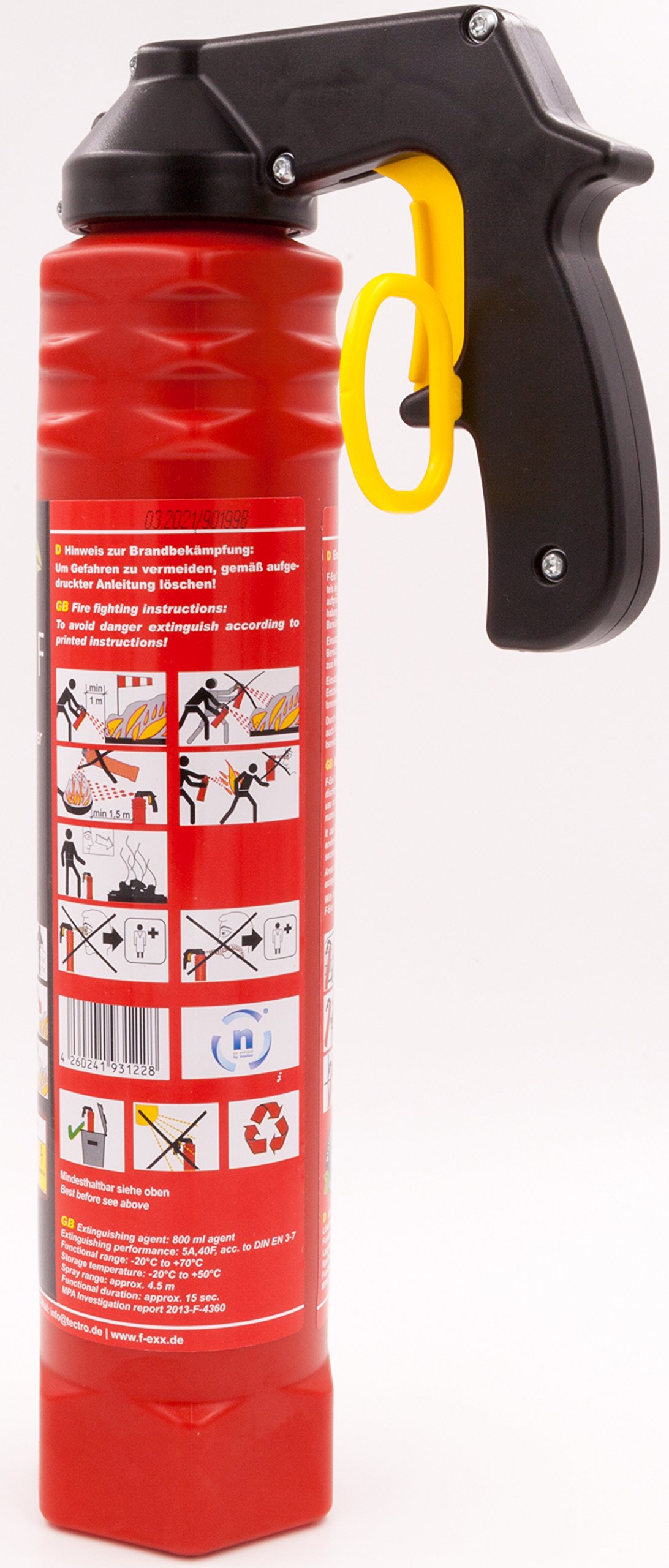 F-Exx 8.0 F - Schaum-Feuerlöscher für Haushalt und Küche - 800ml Löschspray Made in Germany