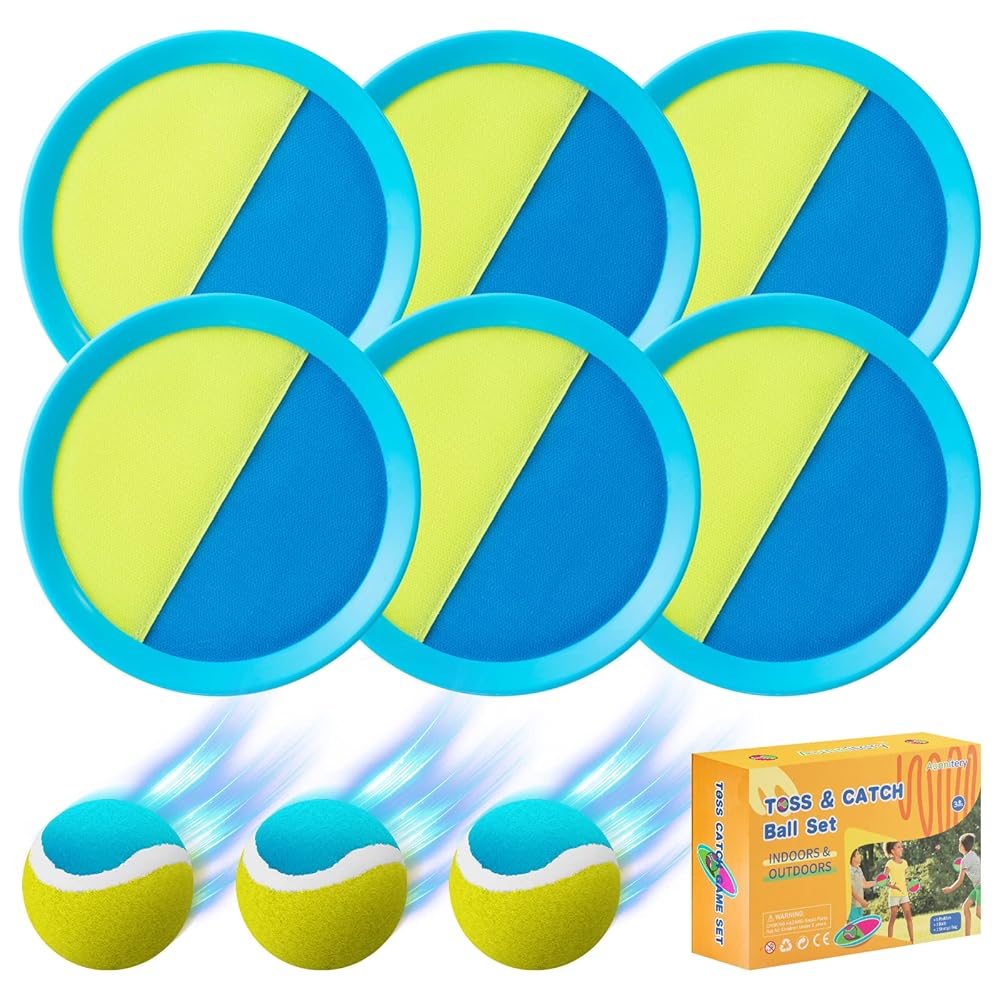Aunnitery Kids Toys - Outdoor Games, Beach Toys, Toss and Catch Ball Set, Perfect Beach Games Sets Playground Sets for Backyards Easter Gifts for Kids (Light Blue)