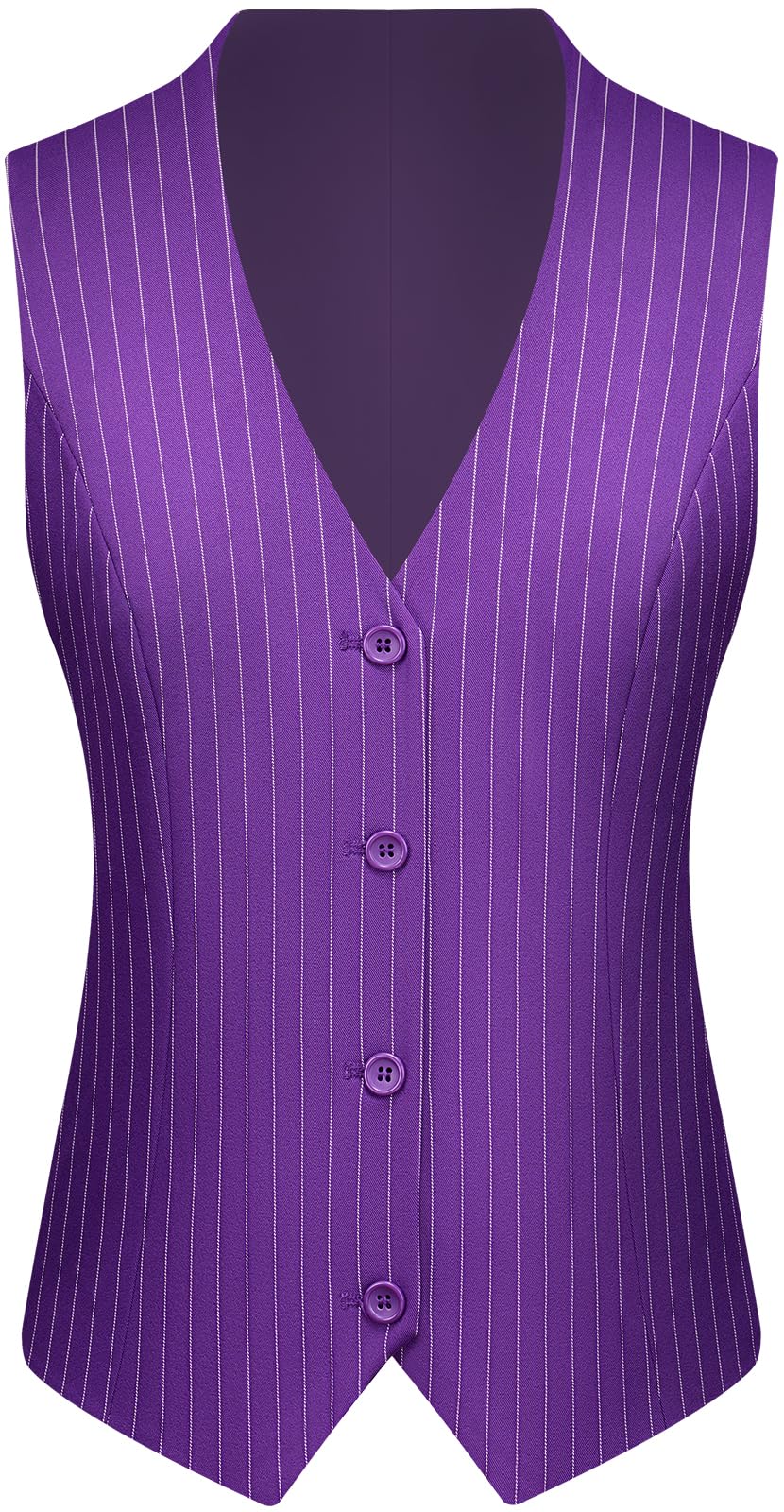 Kelyaa Completo da donna, 3 pezzi, a righe, con un bottone, slim fit, giacca e pantaloni professionali