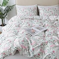 Vista 66 de HoneiLife Juego de funda de edredón floral 100% algodón, 3 piezas, suave, ropa de cama botánica con cierre de cremallera y lazos en las esquinas