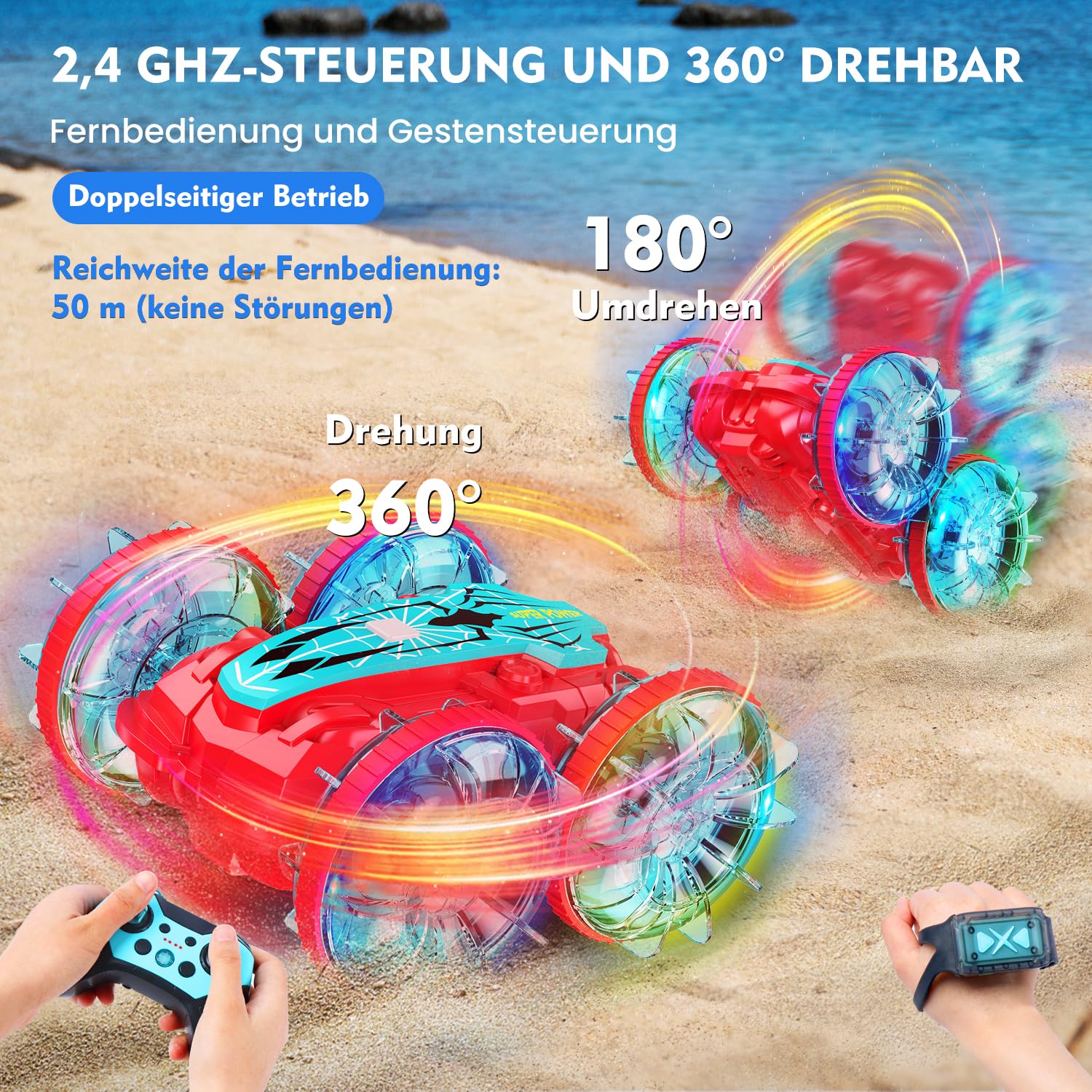 Bogseth Amphibienfahrzeug Ferngesteuertes Auto Ab 4 5 6 7 8 9 10 Jahre, RC Auto Kinder Mit
