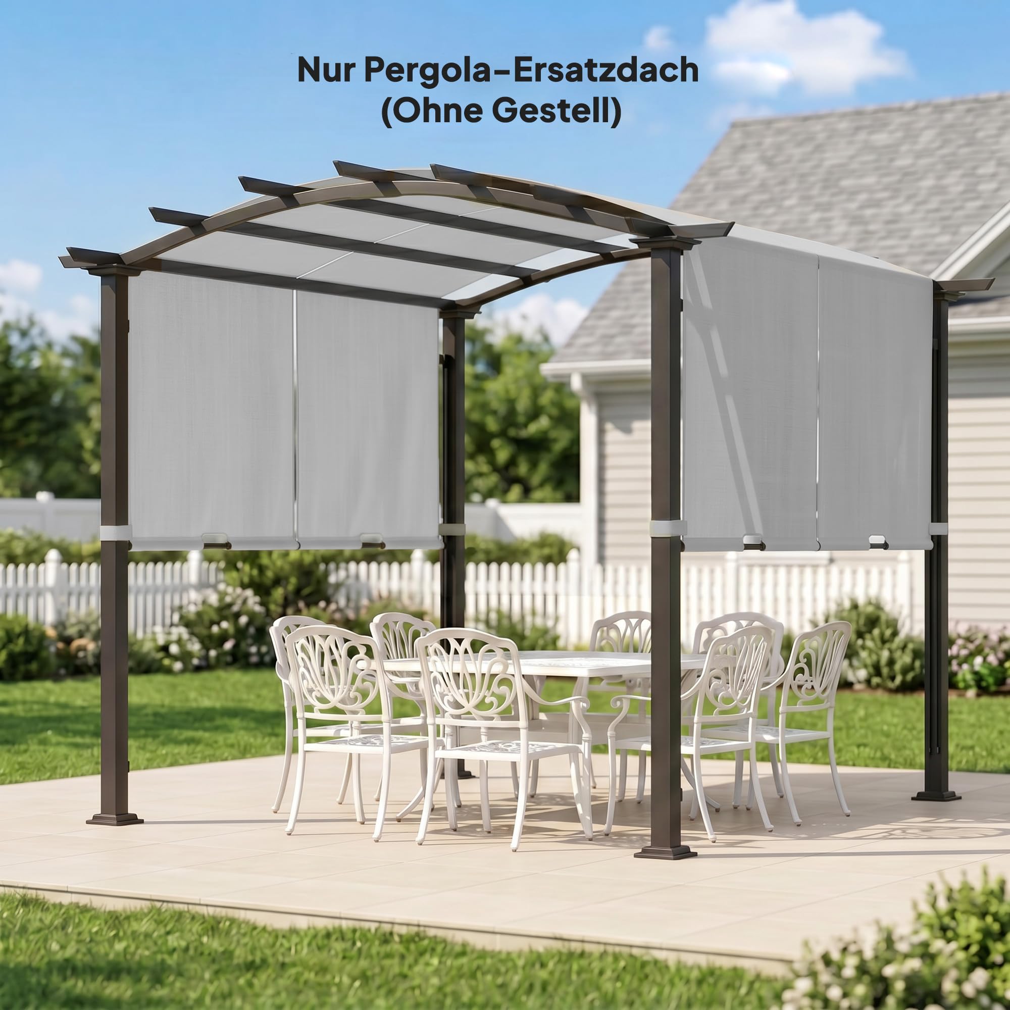 Outsunny Ersatzdach für Pergola 488 x 122 cm (Einzel) mit UV-Schutz, Sonnensegel für Terrassenüberdachung, Ersatz-Dachplane für 3 x 3 m Pavillon, Dunkelgrau