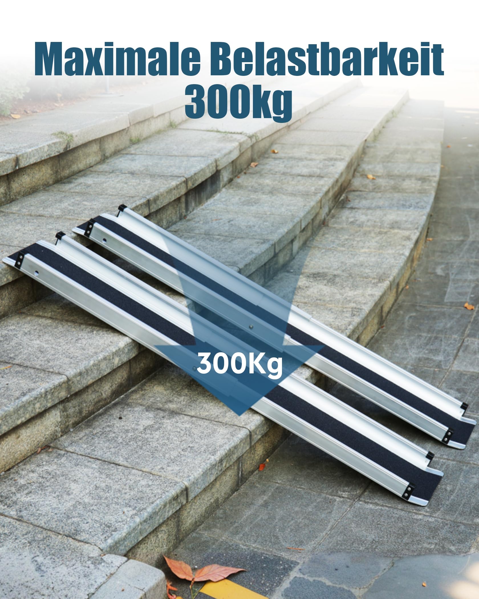FoundGo Rampa telescópica para silla de ruedas, 2 unidades, máx. 300 kg, 74,5/121 cm, de aluminio, antideslizante, incluye bolsa de transporte, rampa de acceso para silla de ruedas manual, escaleras,