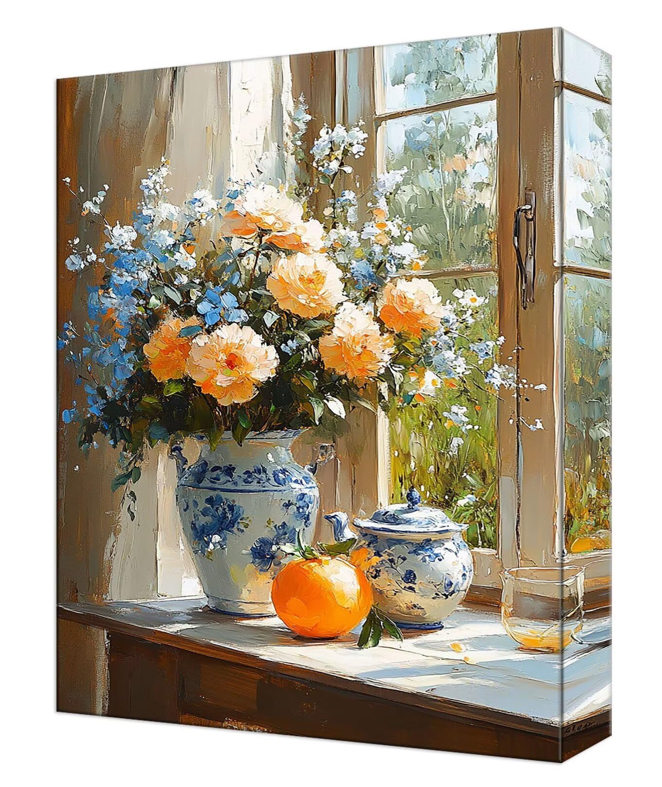 Dipingere con i Numeri Adulti, Finestra Fiore Quadri da Dipingere Numerati, Kit Pittura Acrilica DIY Bambini, Hobby Creativi Adulti, Dipinto a Mano Kit Pittura a Olio 90x120cm (Senza Cornice) T-139