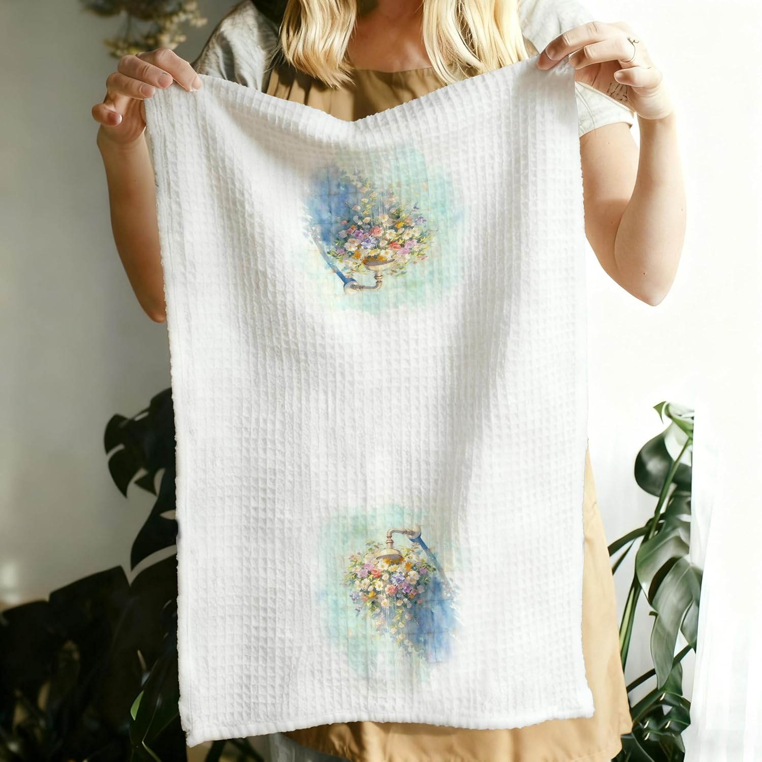 Floral Shower Decorative Bathroom Hand Towels, Floral Bathroom Decor, Colorful Wildflower Botanical Blooming Flower Hand Towels for Washroom Restroom Shower Room, 16x24 Inch - Image 4